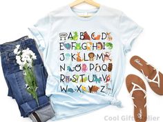 Animals Alphabet, Preschool Teacher Shirts, Learn The Alphabet, Daycare Teacher, Kindergarten Teacher Shirts, Kindergarten Teacher, Preschool Teacher, Kindergarten Teachers, Homeschool Mom