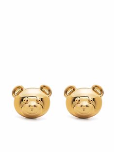 gold-tone 3D detailing clip-on design engraved detail These earrings come as a pair. Moschino Earrings, Moschino Jewelry, Valentine 2024, Viva Forever, Bear Fashion, Moschino Teddy Bear, Bear Jewelry, Bear Earrings, Luxury Jewelry Brands