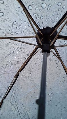 an open umbrella with water drops on it