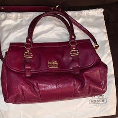 Coach Bag Authentic Never Used, Beautiful Red With Silver Silky Lining. Comes With Huge Dust Bag And Original Box With Straps So It Can Be Worn As A Cross Body Bag. The Bag Itself Is Big See Pics For Measurements. The Bag Can Fit Almost Anything And As Women We Love A Big Bag We Can Put Our Essentials In. Designer Burgundy Bag With Handles, Designer Burgundy Bag With Detachable Strap, Designer Burgundy Satchel For Everyday Use, Designer Burgundy Satchel For Shopping, Designer Burgundy Satchel Bag, Designer Burgundy Bag For Everyday, Red Coach Satchel With Top Carry Handle, Designer Burgundy Satchel With Detachable Handle, Burgundy Satchel Bag With Handle Drop