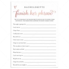 Bachelorette Icebreaker Conversation Starter Game Printable by LittleSizzle Printable Bachelorette Party Games, Rose Gold Bachelorette, Fun Icebreaker Games, Finish The Sentence, Bachelorette Game, Secret Game, Rose Gold Bride, Fun Icebreakers, Gold Bachelorette