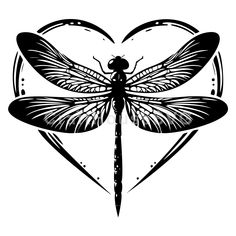 a dragonfly sitting on top of a heart