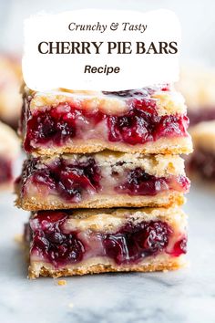 three cranberry and tasty cherry pie bars stacked on top of each other