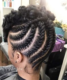 Natural Hair Braided Updo For Black Women, Braids For 50 Year Old Black Women, Natural Braided Updo, Natural Hair Flat Twist Styles, Natural Crown, Flat Twists, Cabello Afro Natural