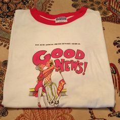 Vintage T-Shirt From Play "Good News!" Austin, Tx (Late 80s). Never Worn In Great Shape. Limited Number Printed (Less Than 150). Late 80s, Shirts Vintage, Austin Tx, Vintage Tshirts, Good News, Austin, Red White, Colorful Shirts, Red And White