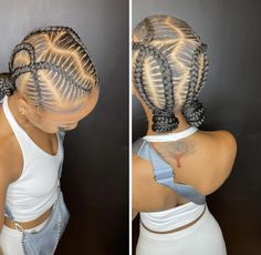 Four Braids Cornrow With Bun, Corn Rows, Cornrows Braids For Black Women, Goddess Braids Hairstyles, Braided Styles, Braided Bun Hairstyles