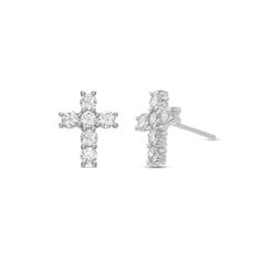 18K White Gold 0.56 Total Diamond Carat Weight Stone Count: 6 Round Diamonds Per Earring Post Backs With Push Clasp Diamond Cross Earrings, Pearl Birthstone, Earring Post, Bead Bangles, Diamond Cross, Diamond Carat, Cross Earrings, Diamond Drops, Pearl Gemstone