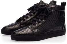 PYTHON HIGH-TOP SNEAKERS Weekend Duffle Bag, Exclusive Sneakers, Mens Shoes Black, Black High Tops, Duffle Bags, Shoe Game, Shoes Black, Sneakers Black