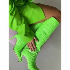 Product Name: Women’s heeled knee high boot Upper Material: PU Lining Material: PU Out-sole Material: Rubber Toe:Pointed Toe Occasion: Outwear, Daily Season:Spring,Summer,Autumn,Winter Pattern Type: Solid Size Fit: True size Size Range: US 4.5-12.5Heels: 3.94" Color:As picturesProcess time: Made in hand item, 3-7working days. The precise color of the items may vary depending on the specific monitor, the settings and the lighting conditions. Fitted Green Winter Boots, Green Fitted Winter Boots, Fitted Crocodile Pattern Boots For Fall, Fitted High Heel Crocodile Pattern Boots, Fitted Crocodile Pattern Boots With Pointed Toe, Fitted Crocodile Pattern Pointed Toe Boots, Pencil Heels, Green Crocodile, Crocodile Shoes