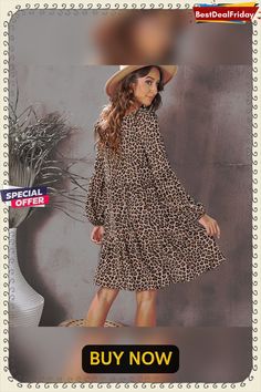 Bestdealfriday Leopard Print V Neck Long Sleeves Mini Dress P1482375 Leopard Print Long Sleeve Midi Dress, Leopard Print Long Sleeve Midi Dress For Fall, Fall Leopard Print Long Sleeve Midi Dress, Fall Long Sleeve Leopard Print Midi Dress, Casual Leopard Print Mini Dress, Shift Midi Dress For Fall Day Out, Shift Midi Dress For Day Out In Fall, Shift Midi Dress For A Fall Day Out, Shift Dress For Fall Brunch