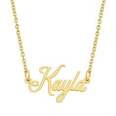 Introducing the KISPER 18K Gold Plated Stainless Steel Personalized Name Pendant Necklace – a unique and meaningful way to express your individuality. This customized necklace features a pendant crafted from durable stainless steel, plated with opulent 18K gold, and delicately designed with your chosen name. The personalized touch adds a special and sentimental element to this elegant accessory. The necklace allows you to carry your name close to your heart, making it a distinctive and stylish p Gold Necklace Name, Personalized Pendant Necklace, Crawlers Earrings, Name Pendant, Gold Name Necklace, Nameplate Necklace, Plate Necklace, Personalized Pendant, Elegant Accessories