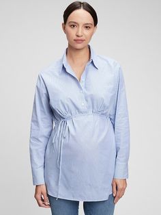 Collared Gap Blouse For Work, Gap Collared Workwear Blouse, Casual Belted Tops For Work, Gap Collared Shirt For Daywear, Gap Collared Shirt For Daytime, Gap Collared Top With Placket, Gap Button-up Blouse For Daywear, Gap Collared Shirt For Work, Spring Button-up Tops With Tie Waist