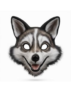 Husky Costume, Wolf Printable, Mask Wolf, Halloween Wolf, Husky Faces, Printable Mask, Mask Printable, Therian Mask, Printable Masks