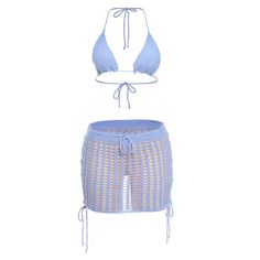 Tavimart European and American style summer new women's beach, knit, halterneck, backless small vest, slim fit, hip skirt suit women Halter Neck Top For Beach Cover-up During Beach Season, Summer Poolside Halter Top With Spaghetti Straps, Fitted Sleeveless Halter Top For Beach Season, Fitted Mini Length Halter Top For The Beach, Stretch Backless Halter Top For Beach Season, Fitted Mini Length Swimwear For Vacation, Fitted Two-piece Sleeveless Swimwear, Fitted Backless Halter Top For The Beach, Chic Stretch Halter Top For Beach