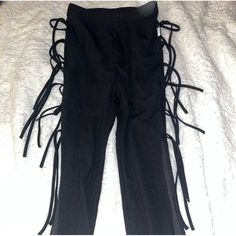 Brand New #Y2k #90s #Vintage #Highfashion #Officewear Pants With Fringe, New Y2k, Shein Pants, Black Slacks, Y2k 90s, Black Jumpsuit, Y2k Style, Office Wear, 90s Vintage