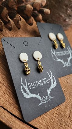 Tiny antler and brass pendant stud earrings.  Hypoallergenic stainless steel posts. The deer antler these earrings were crafted from was foraged from mountain sides of North Central Idaho. Thanks for stopping by! Deer Horn Jewelry, Pinecone Earrings, Cottage Core Jewelry, Deer Antler Jewelry, Real Turquoise Jewelry, Outdoorsy Girl, Antler Earrings, Antler Jewelry, Hammered Jewelry