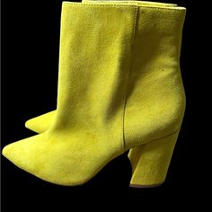 Charles By Charles David Womens Mustard Booties Boots 7.5 M Beautiful Boots Yellow Suede Heels For Spring, Spring Yellow Suede Heels, Yellow Closed Toe Heels For Fall, Yellow Suede Closed Toe Heels, Yellow Suede Pointed Toe Heels, Yellow Suede Heels With Pointed Toe, Yellow Round Toe Heels For Fall, Casual High Ankle Yellow Boots, Casual Yellow High Ankle Boots