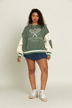 Our Tennis Club Patch Sweatshirt is flawlessly designed to throw over any outfit. The patchwork detail and oversized fit is both trendy and comfortable. The fleece lining will keep you so cozy that before you know it, you'll be reaching for this sweatshirt everyday. Patch Sweatshirt, Tennis Club, Tennis Skirts, Tennis Clubs, Throw Over, Athletic Top, You Know It, Yoga Tops, Free Giveaway