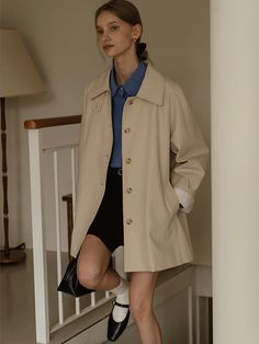 Mac Half Trench Coat (Light Beige) Mid Length Trench Coat Outfit, Half Trench Coat Outfit, Short Trench Outfit, Beige Wool Coat Outfits, Cream Coat Outfit, Short Trench Coat Outfit, Short Coat Outfit, Beige Coat Outfit, Beige Trench Coat Outfit