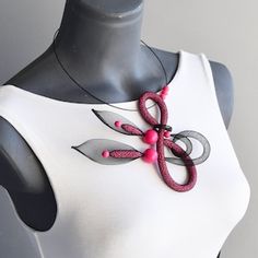 Abstract Necklace, Mesh Necklace, Wedding Necklaces, Contemporary Necklace, Modern Necklace, Elegant Necklace, Pink Abstract, Modern Necklaces, Pink Accents