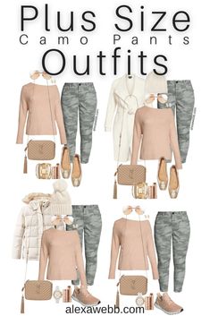 Plus Size Plaid Outfits, Plus Size Casual Outfits With Sneakers, Camaflouge Jacket Outfit, Womens Pants Outfits, Plus Size Leggings Outfit Casual, Plus Size Camo Pants Outfits, Sporty Office Outfit, Camo Pants Outfits, Camo Pants Outfit