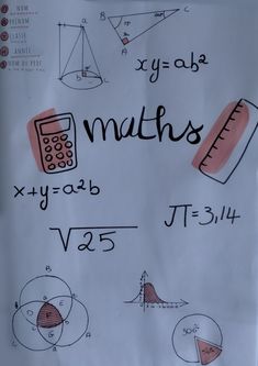 a piece of paper with some writing on it that says, maths x = y = lab