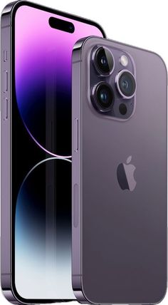 the new iphone 11 pro is shown in purple and black, next to an older one