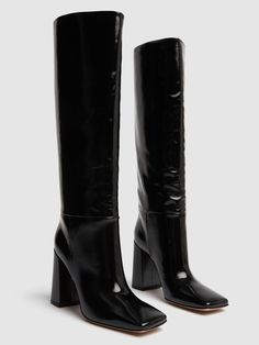 Find GIANVITO ROSSI 95mm Vanta Patent Leather Boots on Editorialist. 95mm Heel. Patent leather upper. Pull on. Leather lining and insole. Leather sole Boots With Tights, Black Patent Boots, Long Black Boots, Patent Boots, Patent Leather Boots, Versace Brand, Ski Accessories, Mule Sandals, Fashion Baby