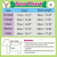 the size chart for a small dog