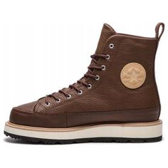 Converse Chuck Taylor All Star OG Explorer Boot Hi 'Chocolate' 162354C (SNKR/Retro/Casual/Unisex/High Top) Sporty Converse Sneakers For Hiking, Converse Lace-up Hiking Sneakers, Brown Leather Sporty Boots, Sporty Brown Leather Boots, Brown Rugged Sneakers With Rubber Sole, Converse Leather Boots For Outdoor, Brown Low-top Boots With Rubber Sole, Rugged Brown Sneakers With Round Toe, Rugged Brown Sneakers With Rubber Sole