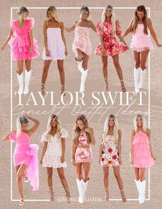 the taylor swift collection is available in pink and white, including dresses with ruffles