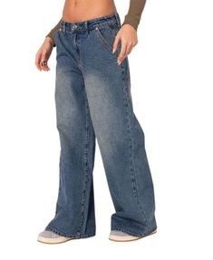 Edikted Super Baggy Wide Leg Jeans in Blue Soujia Boy, Big Baggy Jeans, Baggy Jeans 90s, Utah Girl, Baggy Wide Leg Jeans, Roller Skate Shoes, Clothes Jeans, Jnco Jeans, Jeans Wide