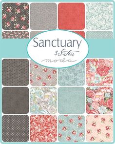 an image of a bunch of different fabric squares with the words sanctuary written in it