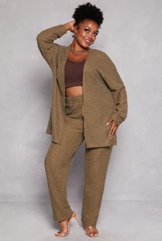 Casual Pant, Straight Leg, High Waisted, Solid, Ribbed Knit, Item Number 3951056721031 Plus Size Lounge Wear, Plus Size Lounge, Fall Plus Size, Plus Lingerie, Casual Pant, Romper And Jacket, Plus Size Pants, Denim Shoes, New Tops