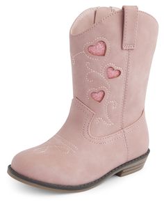 PRICES MAY VARY. COWGIRL BOOTS — These cowgirl boots are the perfect finishing touch to all her County Fair looks. EMBROIDERY — Features hearts FEATURES — 100% faux leather, pull-tabs at opening, padded footbed and textured sole COUNTY FAIR COLLECTION — Fun-filled days are ahead with bow-to-toe outfits from our County Fair Collection! GYMBOREE — Celebrate every moment of childhood with fun kid's clothing. Shop us for dresses, tops, leggings, shorts, jeans and accessories - all with the cutest de Heart Cowgirl Boots, Toddler Cowgirl Boots, Toddler Cowgirl, Girls Cowgirl Boots, Pink Cowboy Boots, Boots Western, Gymboree Girl, County Fair, Embroidered Heart