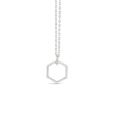 This necklace is offered with a 16" or 18" diamond cut chain. "Open" Hexagon Pendant - This minimal take on an "open" hexagon shape makes a beautiful everyday necklace. With sharp angles and flat surfaces this simple pendant stands out. Crystalyn designed the "Open" Collection as a reminder to keep an open mind to new ideas, opinions and opportunities. She's found that being open can lead you just where you want to go but in ways you never imagined. #necklace #jewelry #finejewelry Keep An Open Mind, Hexagon Pendant, Hexagon Necklace, Simple Pendant, White Gold Chains, Everyday Necklace, Fine Jewelry Designers, Hexagon Shape, Selling Jewelry