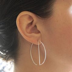 Contemporary Designed - Minimalist and Hand-Made, Open Hoop Dangle Ear – Virginia Wynne Designs Unique Hoop Earrings, Hoop Dangle Earrings, Geode Earrings, Hammered Hoop Earrings, Open Hoop Earrings, Bar Stud Earrings, Silver Earrings Handmade, Samara, Geometric Earrings