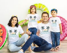 "Looking for matching family shirts for a surf themed first birthday party. These cute shirts are perfect for a beach birthday party for a little boy or girl turning 1. Surf Birthday Family Matching shirts, The Big One First birthday shirt, 1st Birthday Party, Surfing Birthday t-shirt, Beach birthday shirt ⭐️HOW TO ORDER⭐️ Select your quantity of shirts in the specific colour/size and click \"ADD TO BASKET\"   Repeat as needed by returning to the listing button to add more shirts. Proceed to Che Playful Father's Day T-shirt For Family, White Family Matching T-shirt For Beach, Playful Summer Family T-shirt, Summer Tops For Family Outings With Crew Neck, Family Matching Short Sleeve Beach T-shirt, Custom Print T-shirt For Family Outings In Summer, Playful Father's Day Family T-shirt, Playful T-shirt For Father's Day, White Short Sleeve T-shirt For Family Outings