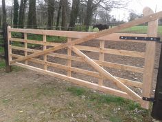 a horse is standing behind a wooden gate