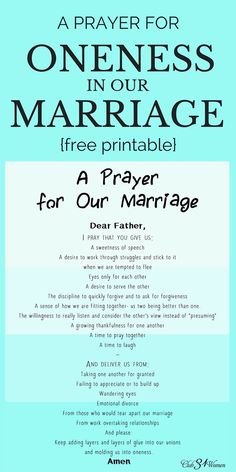 a prayer for oneness in our marriage with the words,'a prayer for our marriage