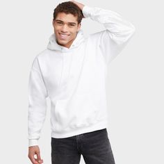 Featuring our warmest fleece, this Hanes Ultimate men's heavyweight hoodie is sure to become a wardrobe staple. Crafted from a cotton-rich fabric designed to resist pilling, this versatile men’s pullover sweatshirt is great on its own or layered. You'll love the classic ribbed cuffs and waistband. Finished with a lined, roomy hood, this men's sweatshirt features a front kangaroo pocket that is perfect for storing small essentials and keeping your hands warm on a frosty day. Pair this men's hoodi Heavyweight Cotton Long Sleeve Sweatshirt, Heavyweight Hooded Cotton Sweatshirt, Heavyweight Hoodie Sweatshirt For Winter, Mens Fleece Hoodie, Heavyweight Hoodie, Mens Crewneck Sweatshirt, Basic Sweatshirt, Hoodies Men Pullover, Hooded Sweatshirt Men