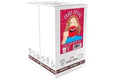 three cartons of game coffee with the same image on each side and one has a woman's face in it