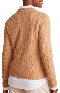 Every closet craves this luxe cashmere sweater knit with cozy cable stitching. Crewneck Long sleeves 100% cashmere Dry clean Imported Luxury Long Sleeve Cable Knit Sweater, Elegant Brown Cable Knit Sweater, Camel Sweaters, Cable Stitch, Sweater Knit, Cashmere Sweater, Vineyard Vines, Cashmere Sweaters, Drinkware