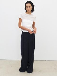 This is a minimal and feminine pants by MOHAN that is made out of high quality and sturdy fabric. With design detail that gives a trendy and refined mood, you can style it with various items for a clean daily outfit. - Semi high waistline- Belt included- Front zipper, hidden button, and loop- Cool touch of linen blend fabric Chic Ankle-length Wide Leg Pants For Everyday, Elegant Ankle-length Pants For Everyday, Chic Wide Leg Pants For Everyday, Elegant Wide Leg Bottoms For Everyday, Elegant Everyday Bottoms For Spring, Elegant Spring Bottoms For Everyday, Elegant Everyday Spring Bottoms, Spring Workwear Pants With Minimal Stretch, Elegant Straight Pants For Everyday