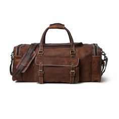 This duffel is perfect solution for all your needs. This leather duffel bag has four big pockets in the exterior with two buckles. This leather duffel bag is made of genuine goat leather which gives it a rustic look which is for everyone who is looking for something heavy-duty but with good looks. This leather bag has three compartments, one big compartment for all your clothes and shoes, two small compartments with a zipper for all of your accessories. A perfect one for every situation whether you need to travel or for an outing. Having one is itself a statement to society. ► Features: * Material: Full Grain Goat Leather * Colour: Vintage Brown * High-quality Canvas fabric has been finely stitched inside for a neat lining  * Pure Brass Hardware * Handcrafted by the leather craftsmen of Jo Travel Duffel Bag, Leather Duffel Bag, Leather Weekender Bag, Large Suitcase, Leather Weekender, Leather Duffel, Leather Craftsmen, Leather Duffle Bag, Super Saver