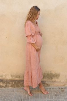 The Deia Dress // Gigi Pink Pregnancy Dress, Baby Shower Dress For Mom, Babyshower Dress, Gifts Wishlist, Boho Mama, Pink Linen Dress, Maternity Dresses For Baby Shower, Long Length Dresses, Clothes Basket