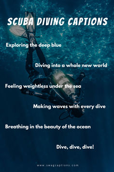 the scuba diving caption is shown in blue water with an image of a boat