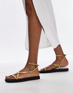 Shoes by Topshop This is Topshop Strappy design Adjustable strap Pin-buckle fastening Open toe Flat sole