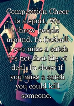 a camera with the caption competition cheer is a sport we throw people around i'm football if you miss a catch it's not that big of deal