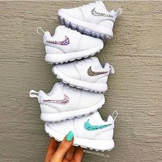 DIY baby girl glitter Nikes Baby Nike Shoes, Baby Nike, Baby Time, Baby Sneakers